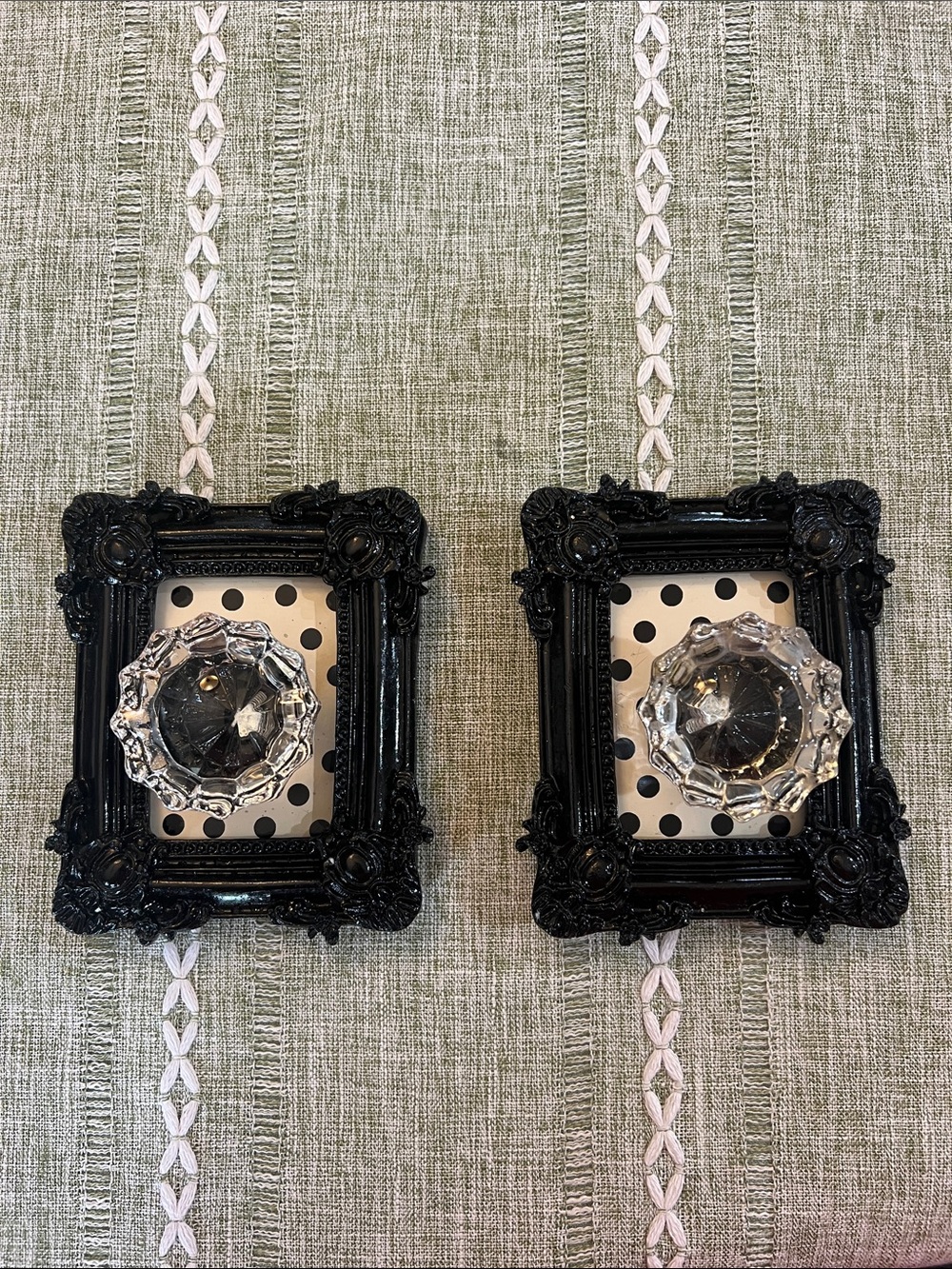 Hobby Lobby Black Ornate Wall Hook Pair with Clear Knobs